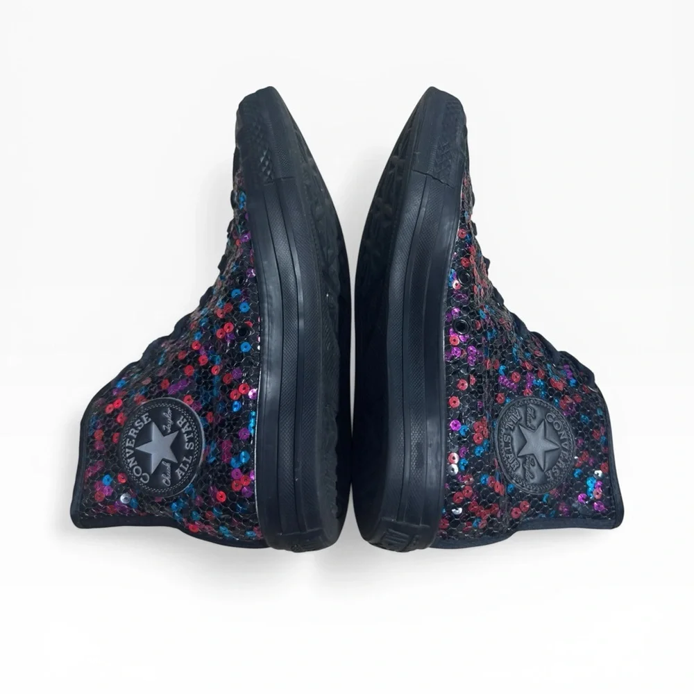Converse Chuck Taylor All Star Hi Multi Colored Sequin Sneakers Black Size US 7